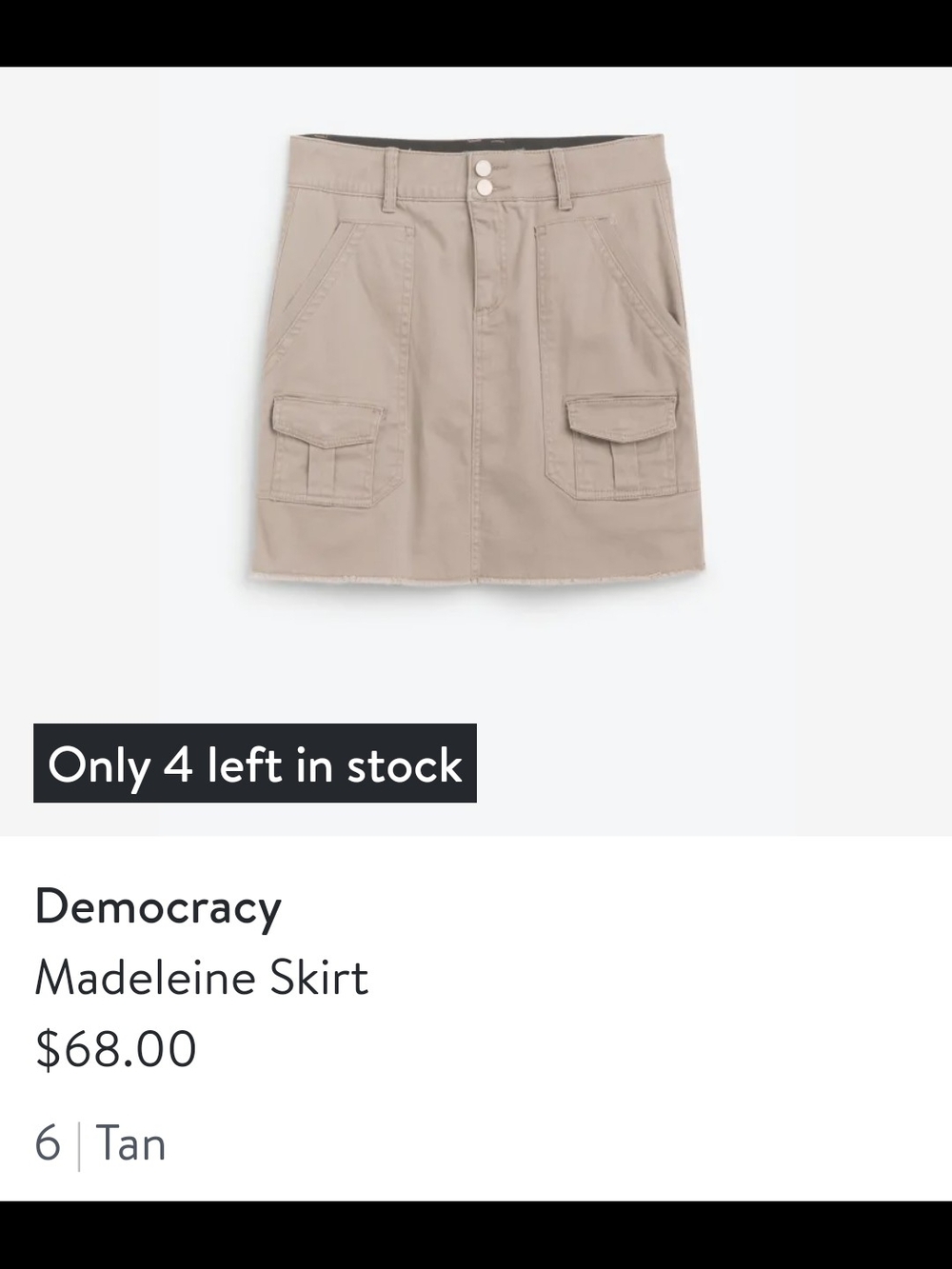 Democracy Tan Cargo Mini Skirt